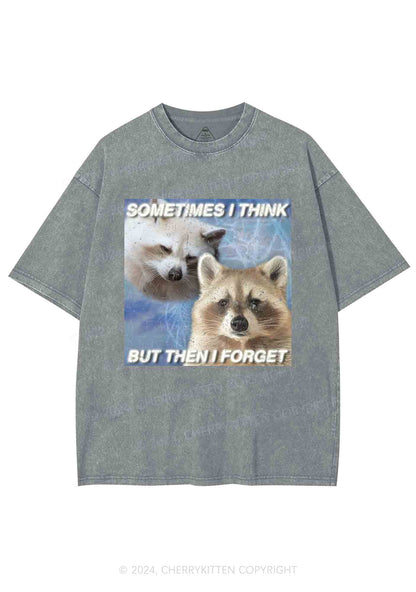 Raccoon Sometimes Think Y2K Washed Tee Cherrykitten