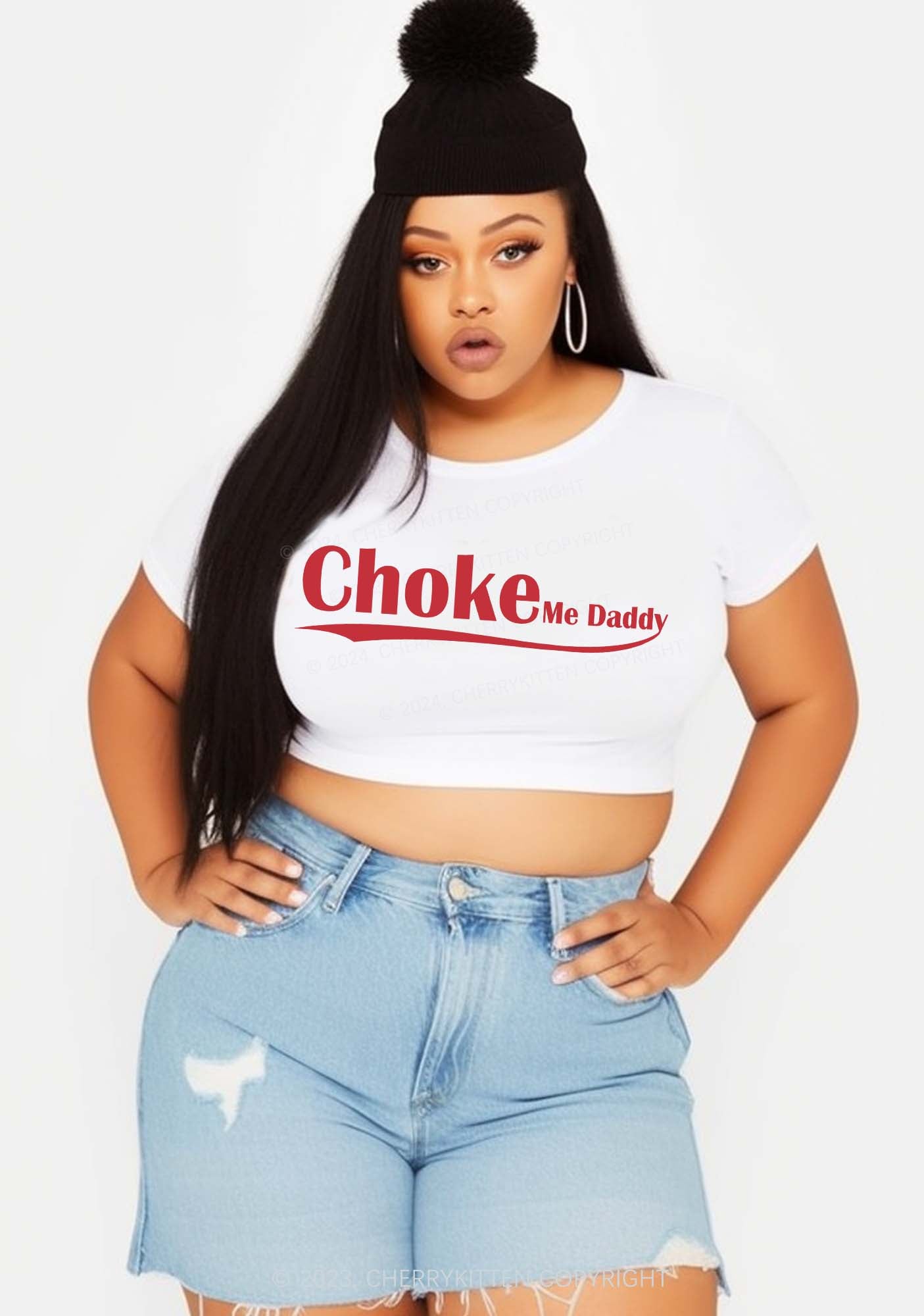 Curvy Choke Me Daddy Y2K Baby Tee Cherrykitten