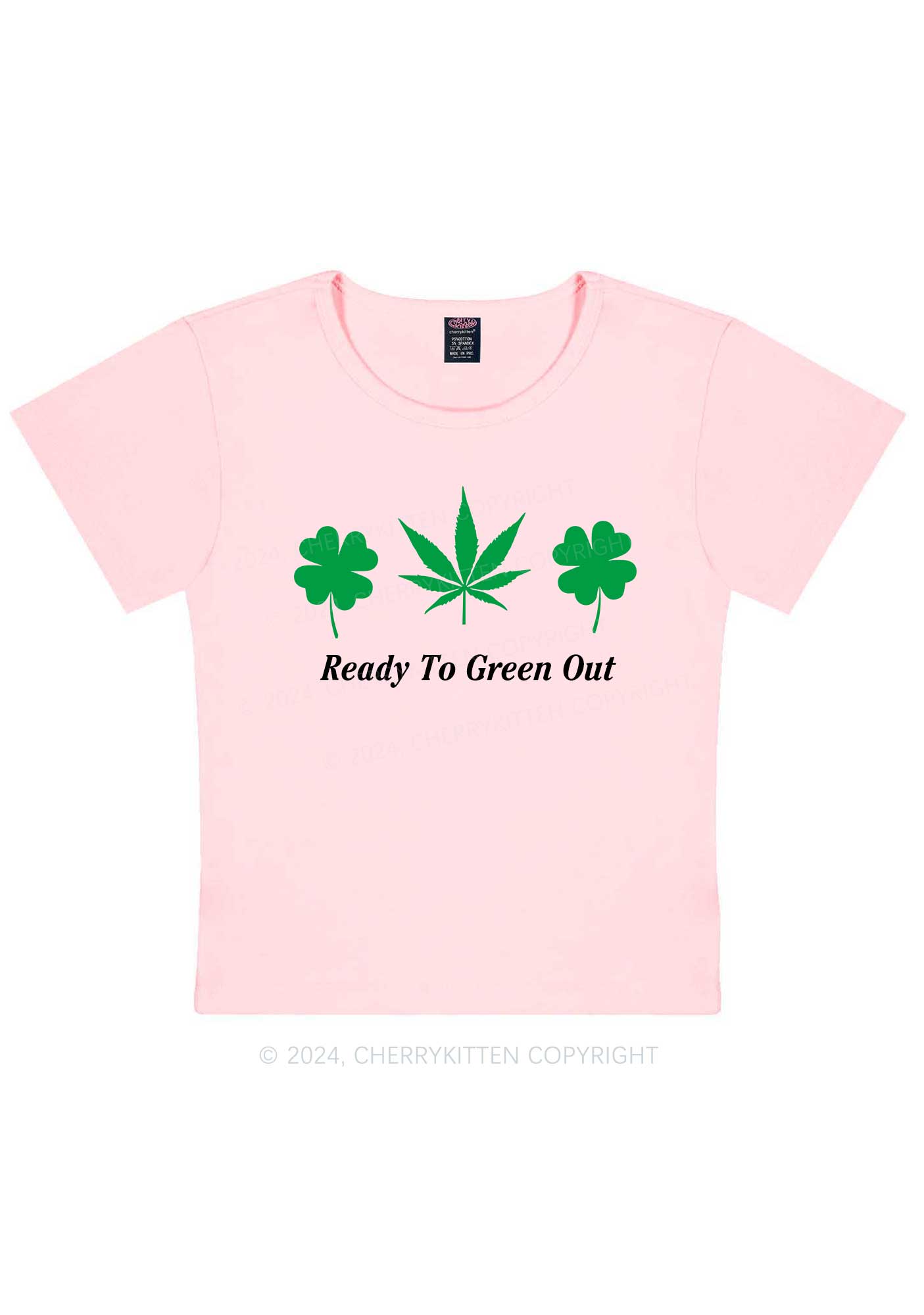 Ready To Green Out St Patricks Y2K Baby Tee Cherrykitten