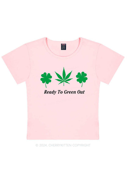 Ready To Green Out St Patricks Y2K Baby Tee Cherrykitten