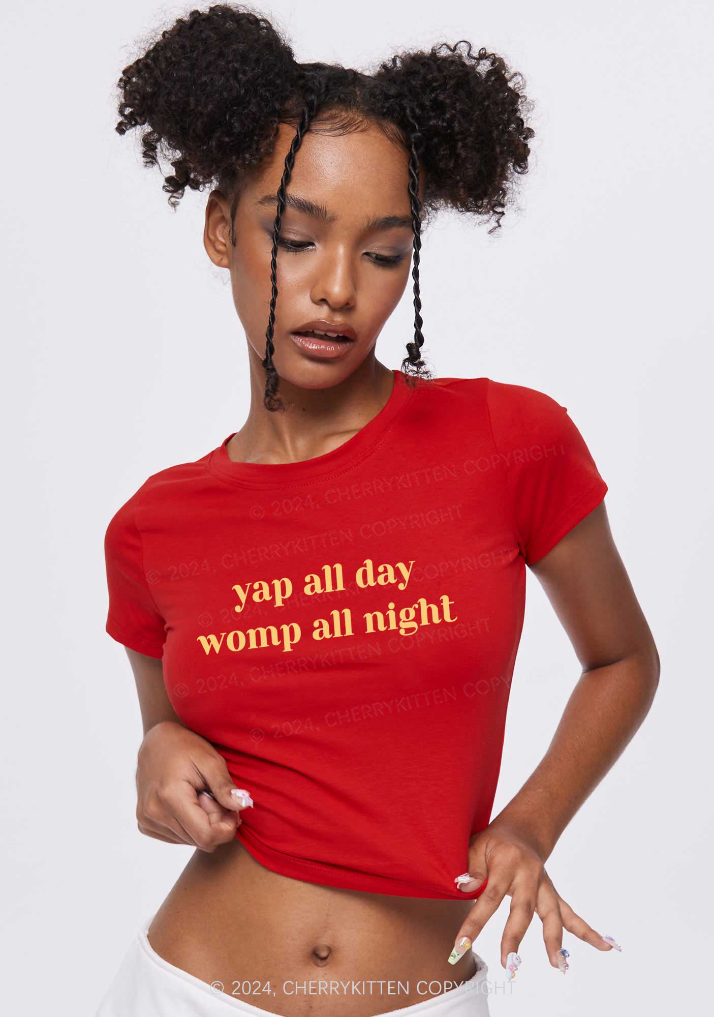 Yap All Day Y2K Baby Tee Cherrykitten