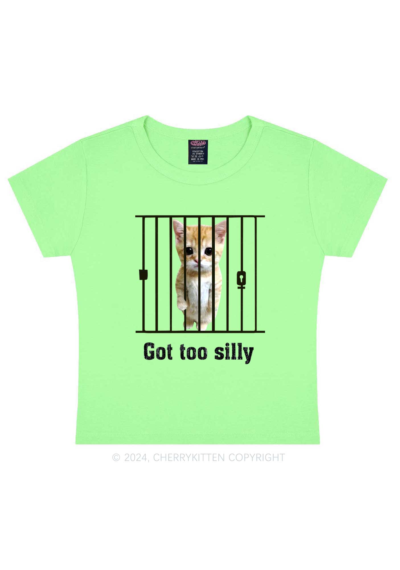 Got Too Silly Cat Y2K Baby Tee Cherrykitten