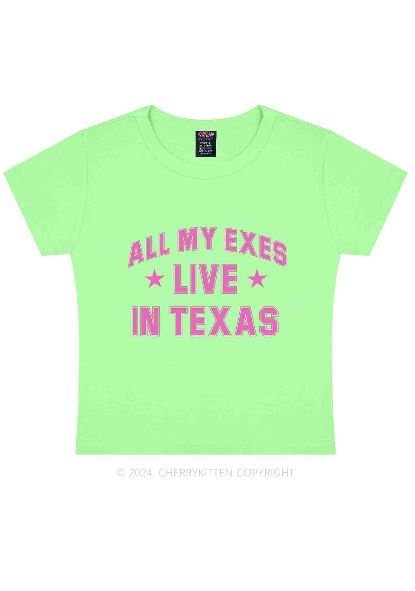 Custom My Exes Live In Texas Y2K Baby Tee Cherrykitten