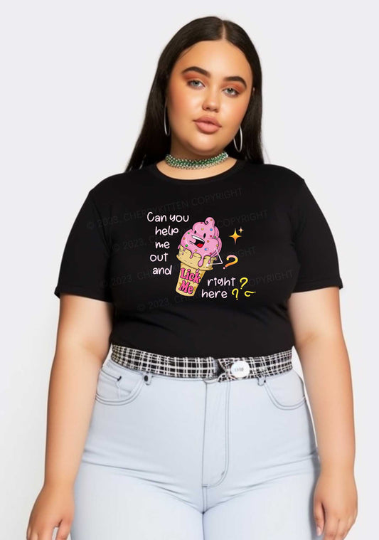 Curvy Lick Me Right Here Y2K Baby Tee Cherrykitten