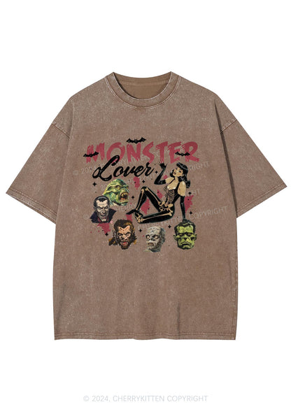 Halloween Monster Lovers Y2K Washed Tee Cherrykitten