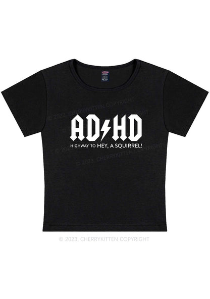 Curvy ADHD Hey A Squirrel Y2K Baby Tee Cherrykitten