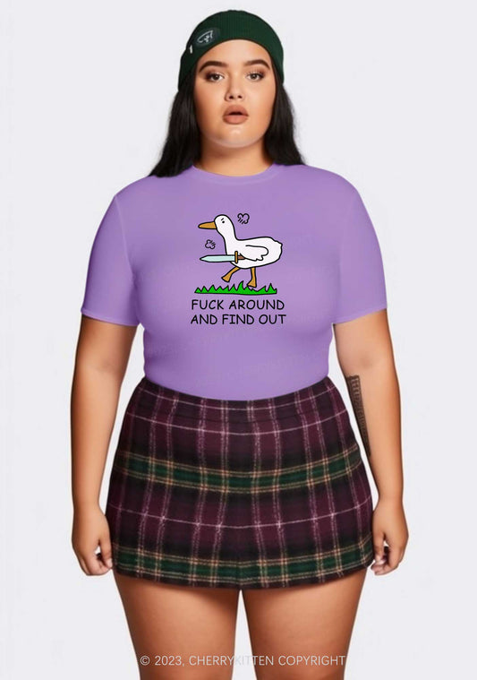 Curvy Sword Duck Y2K Baby Tee Cherrykitten