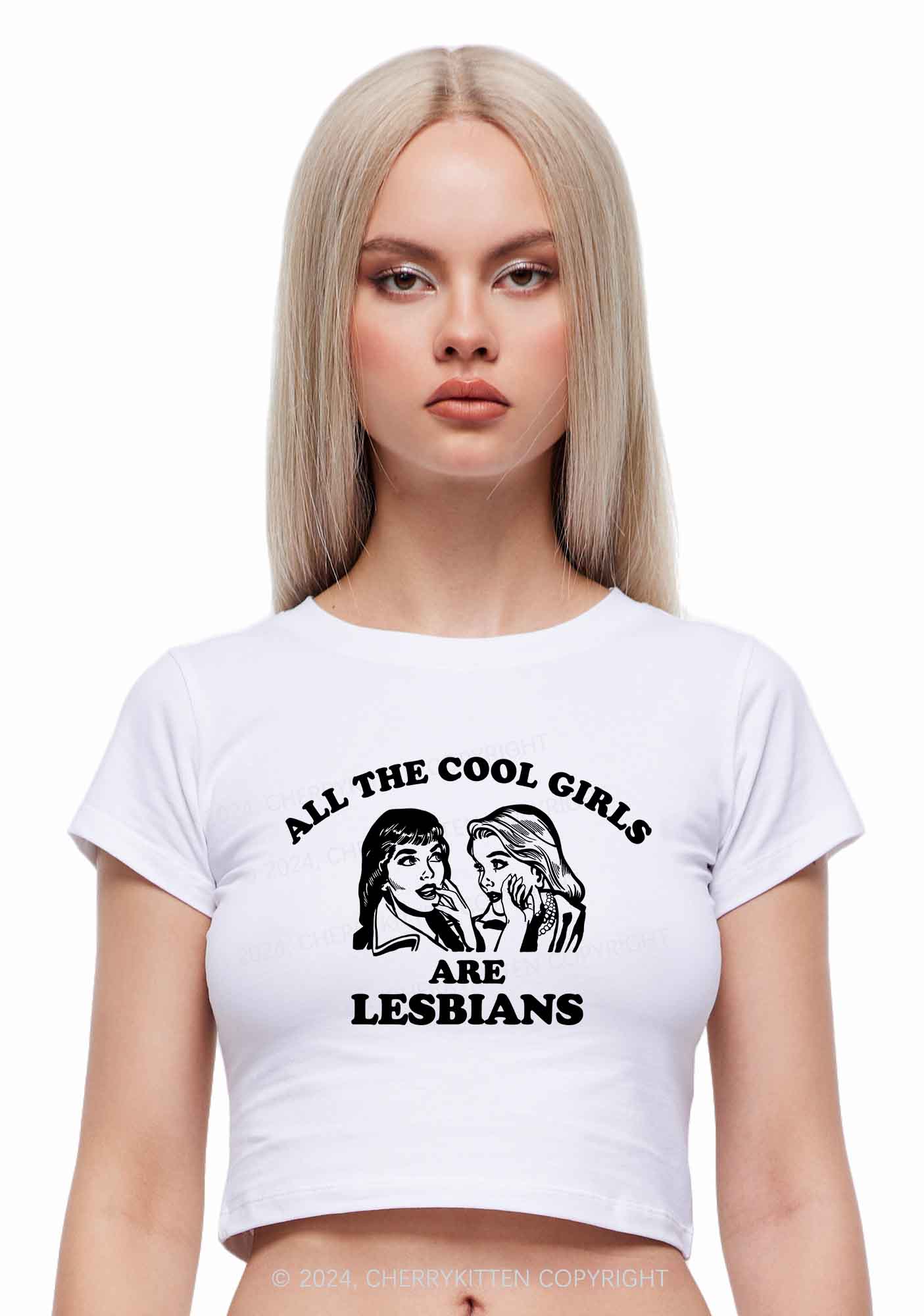 Cool Girls Lesbians Y2K Baby Tee Cherrykitten