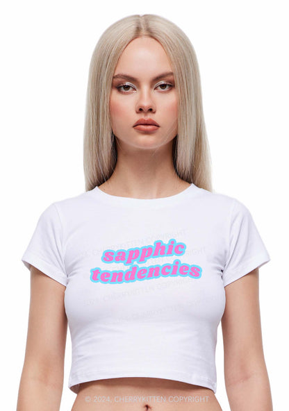 Sapphic Tendencies Y2K Baby Tee Cherrykitten