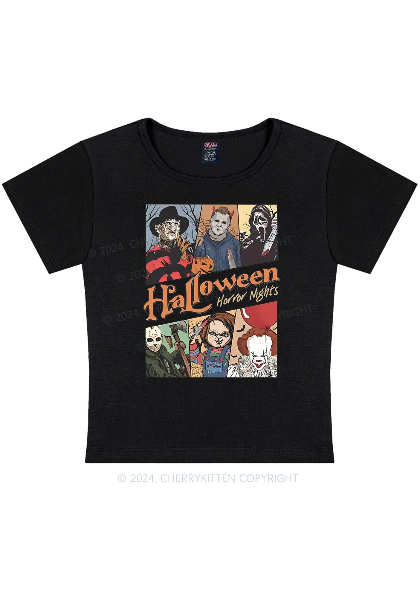 Halloween Horror Nights Y2K Baby Tee Cherrykitten