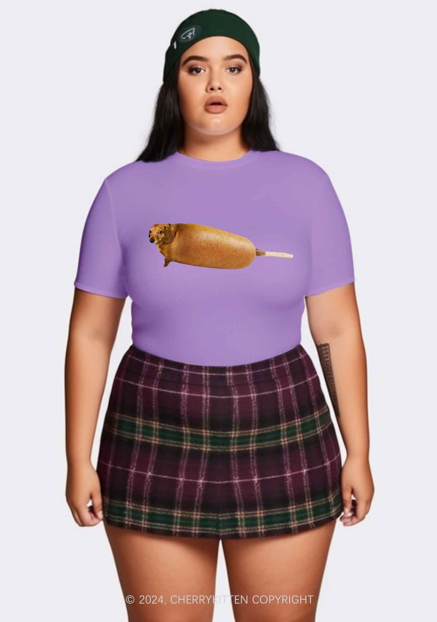 Curvy Corn Dog Y2K Baby Tee Cherrykitten