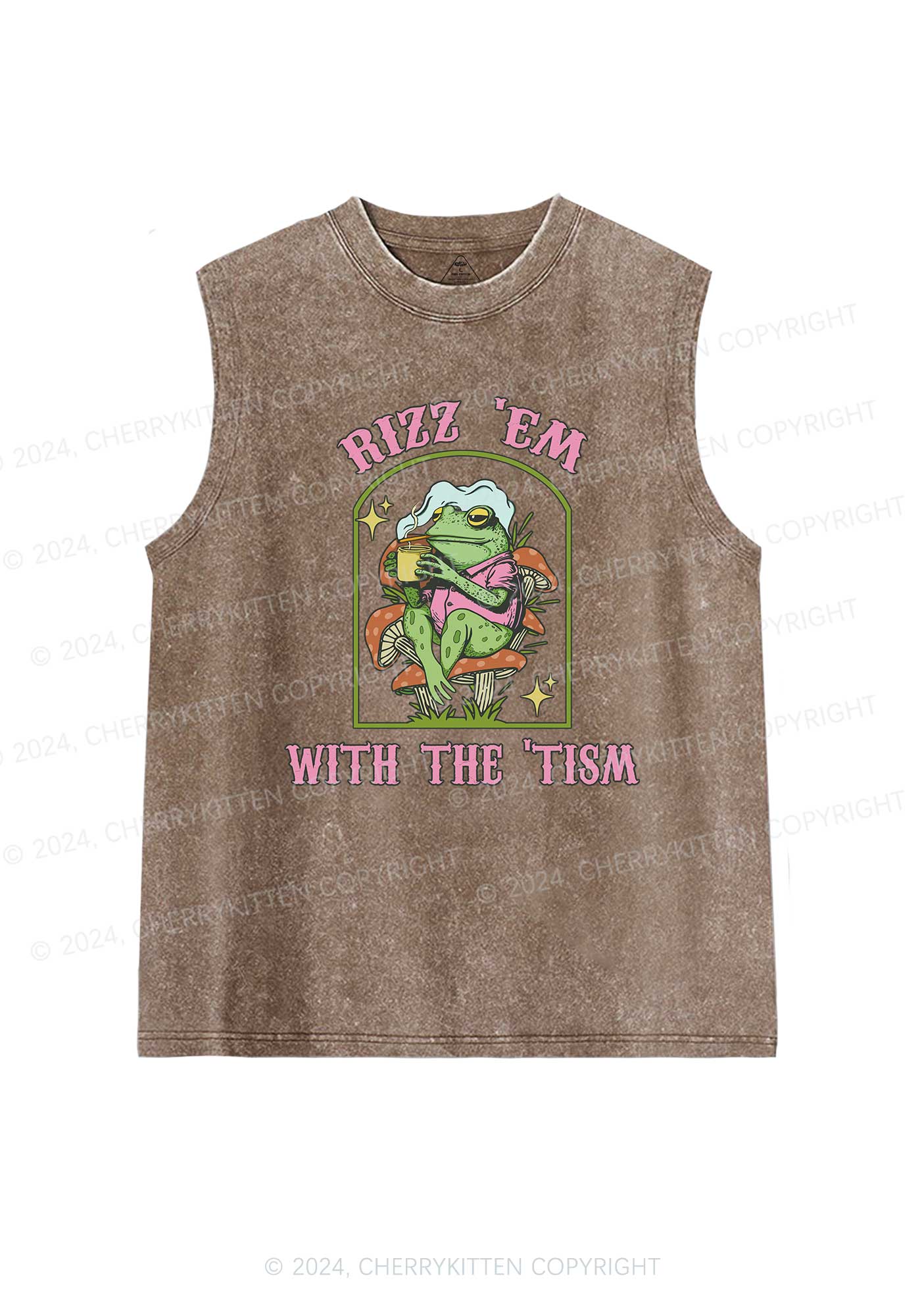 Tism Rizz Frog Y2K Washed Tank Cherrykitten