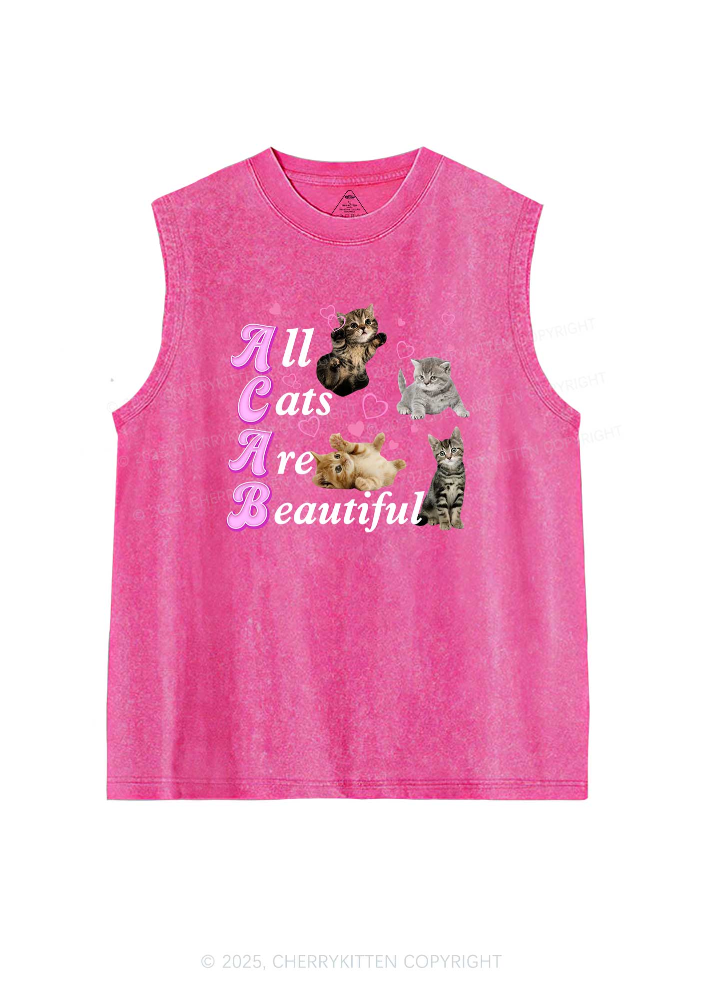 All Cats Are Beautiful Y2K Washed Tank Cherrykitten