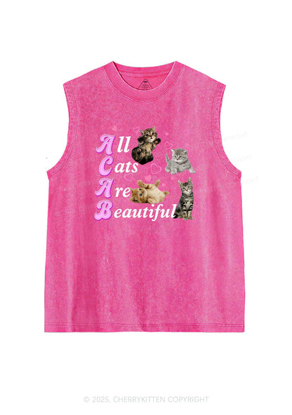 All Cats Are Beautiful Y2K Washed Tank Cherrykitten