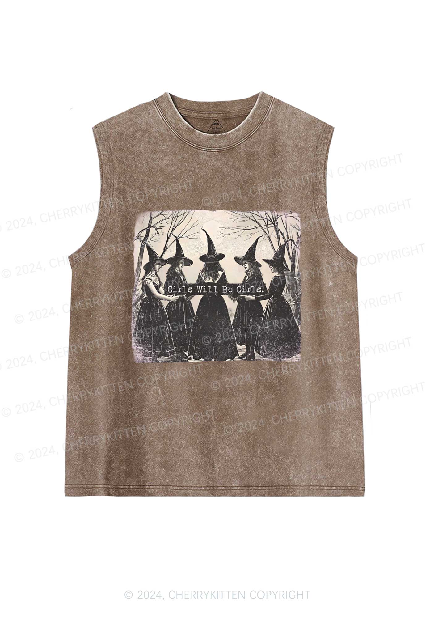 Halloween Girls Will Be Girls Y2K Washed Tank Cherrykitten