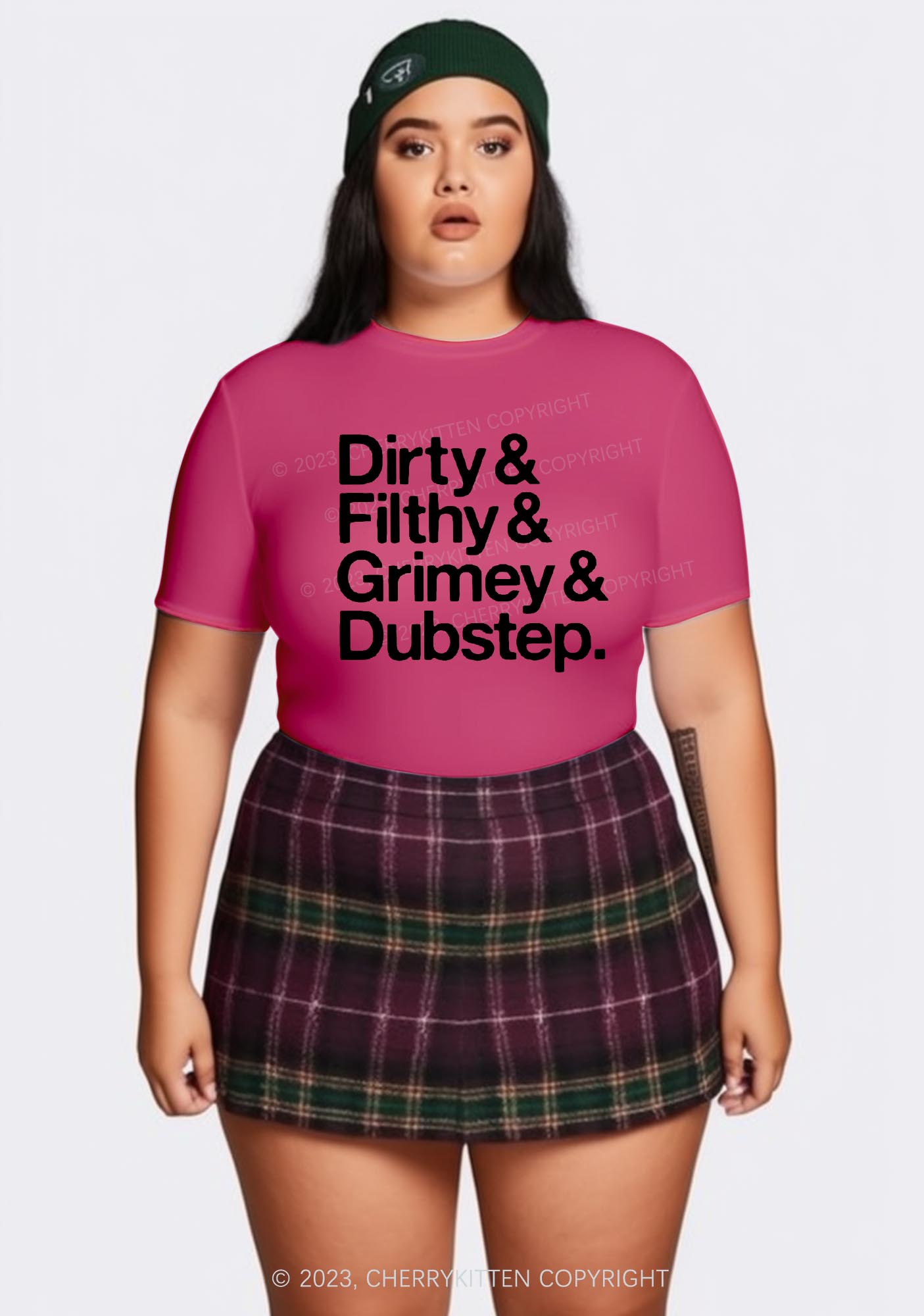 Curvy Dirty Dubstep Y2K Baby Tee Cherrykitten