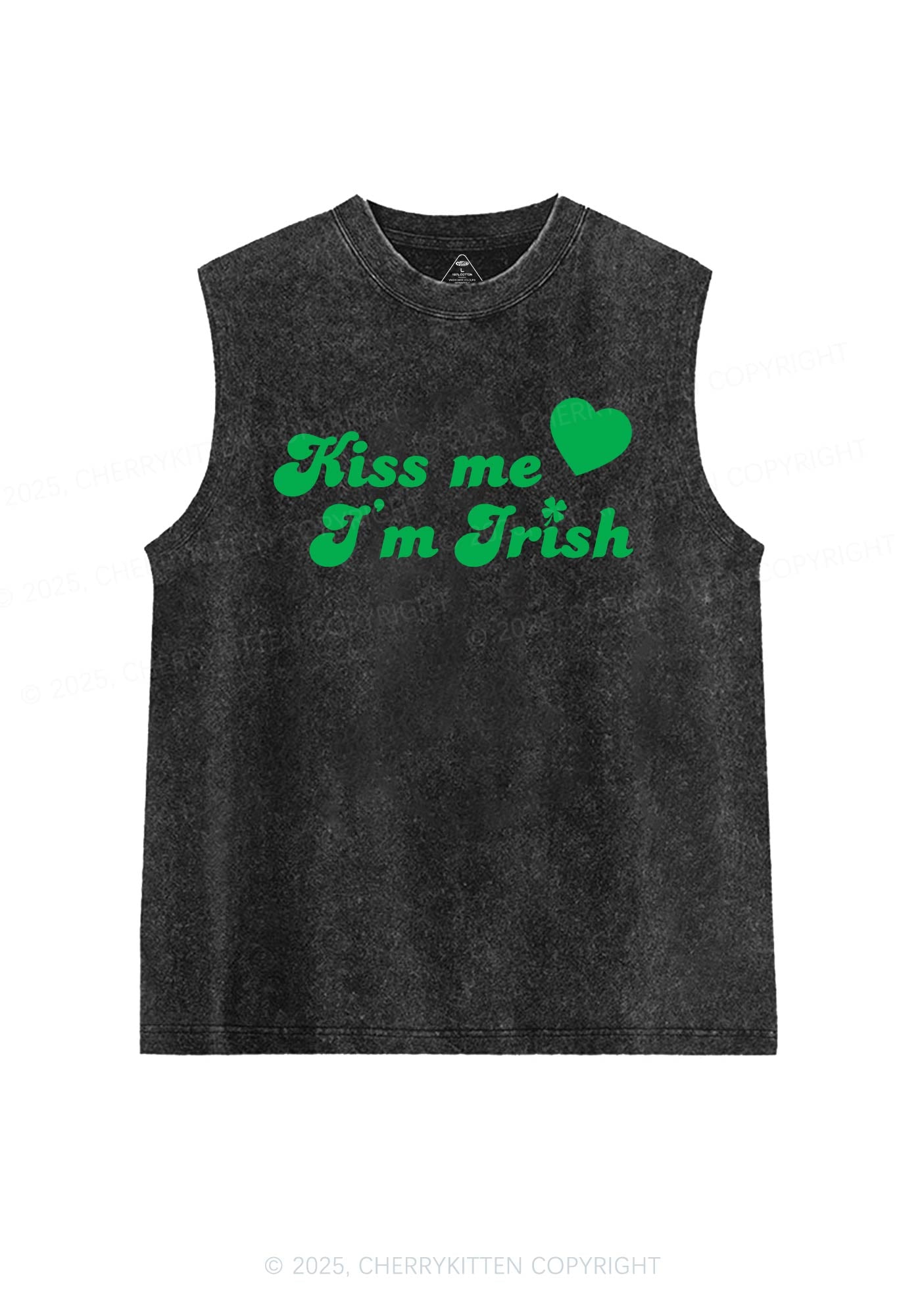 Kiss Me I'm Irish St Patricks Y2K Washed Tank Cherrykitten