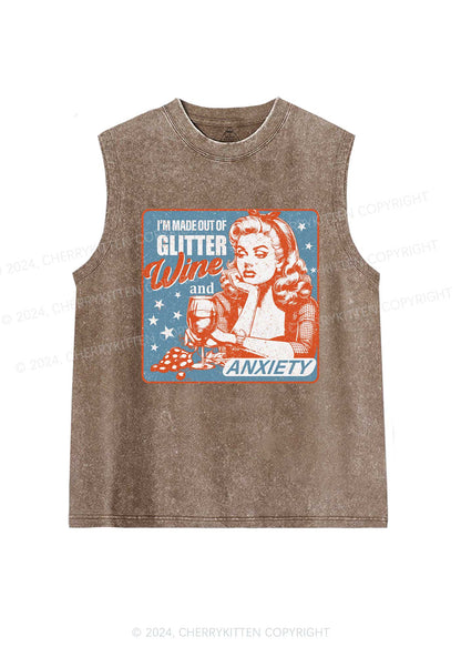 Glitter Wine And Anxiety Y2K Washed Tank Cherrykitten