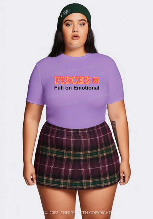 Curvy Pisces Full On Emotional Y2K Baby Tee Cherrykitten