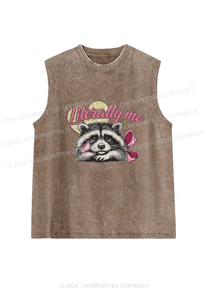 Literally Me Raccoon Y2K Washed Tank Cherrykitten