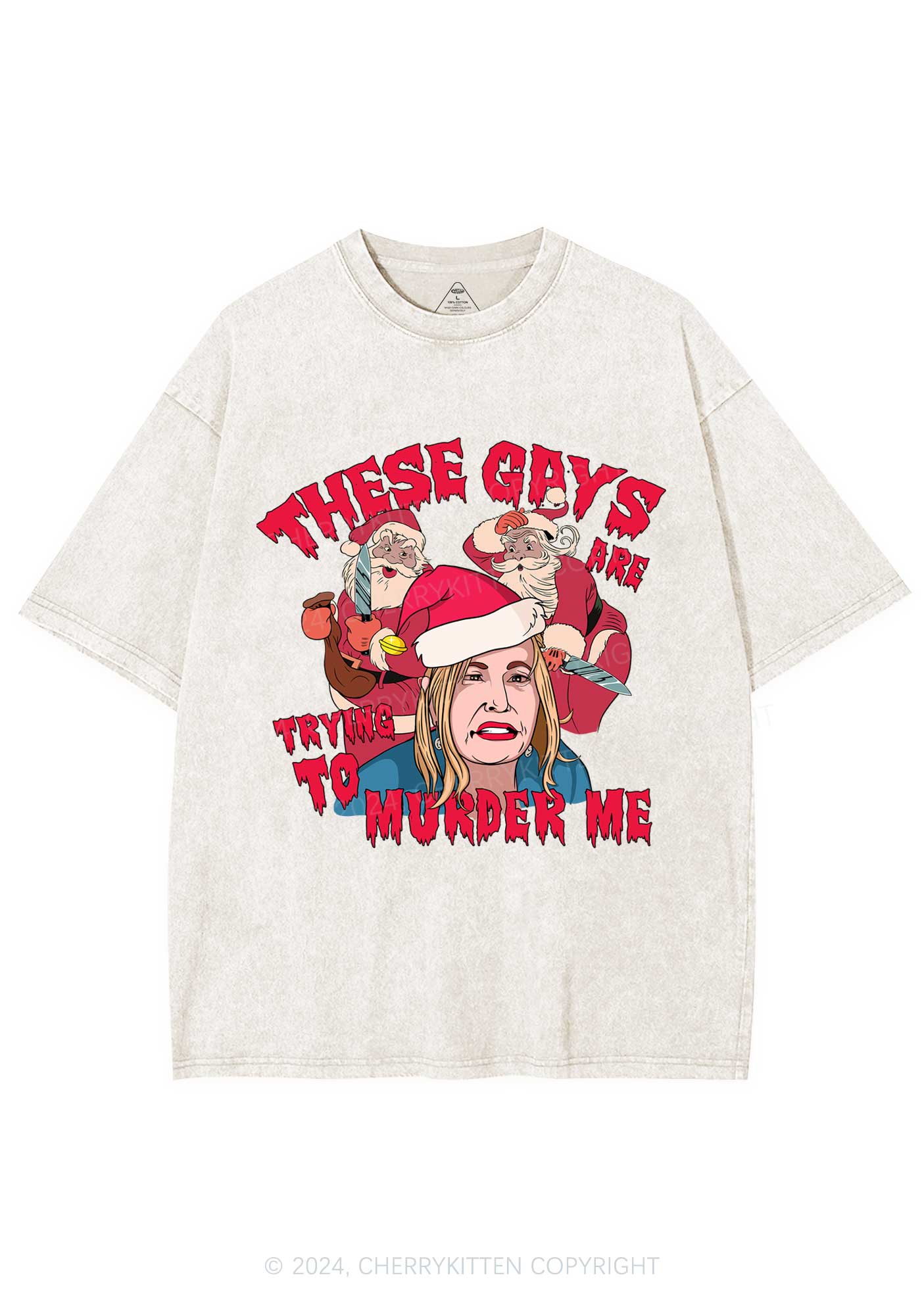 Christmas Gays Murder Me Y2K Washed Tee Cherrykitten