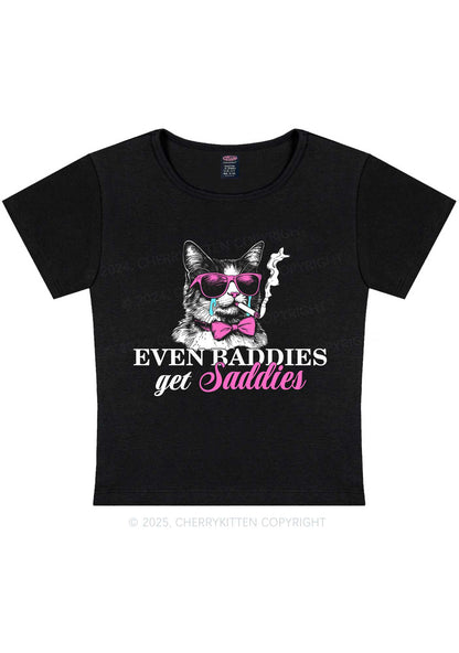 Baddies Cat Get Saddies Y2K Baby Tee Cherrykitten