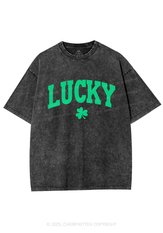 Lucky Shamrock St Patricks Y2K Washed Tee Cherrykitten