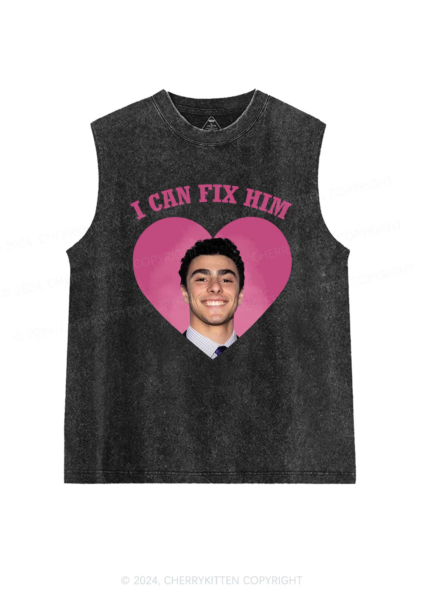 Fix Him Luigi Heart Y2K Washed Tank Cherrykitten