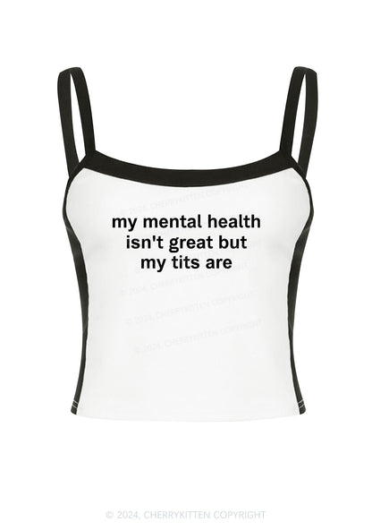 My Mental Health Isn't Great Y2K Color Block Crop Cami Top Cherrykitten