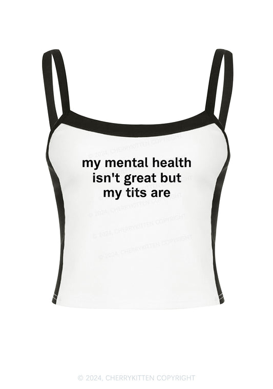 My Mental Health Isn't Great Y2K Color Block Crop Cami Top Cherrykitten