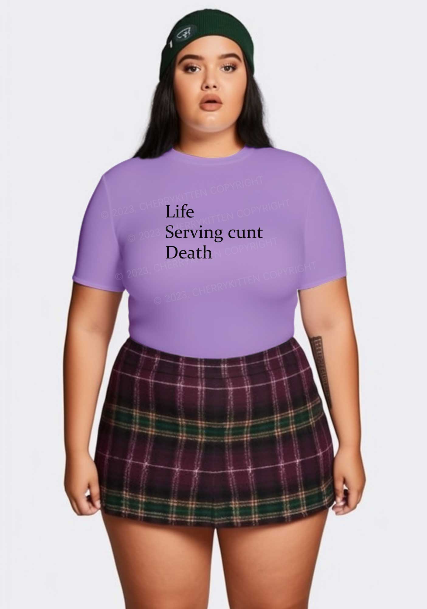 Curvy Life Serving Death Y2K Baby Tee Cherrykitten