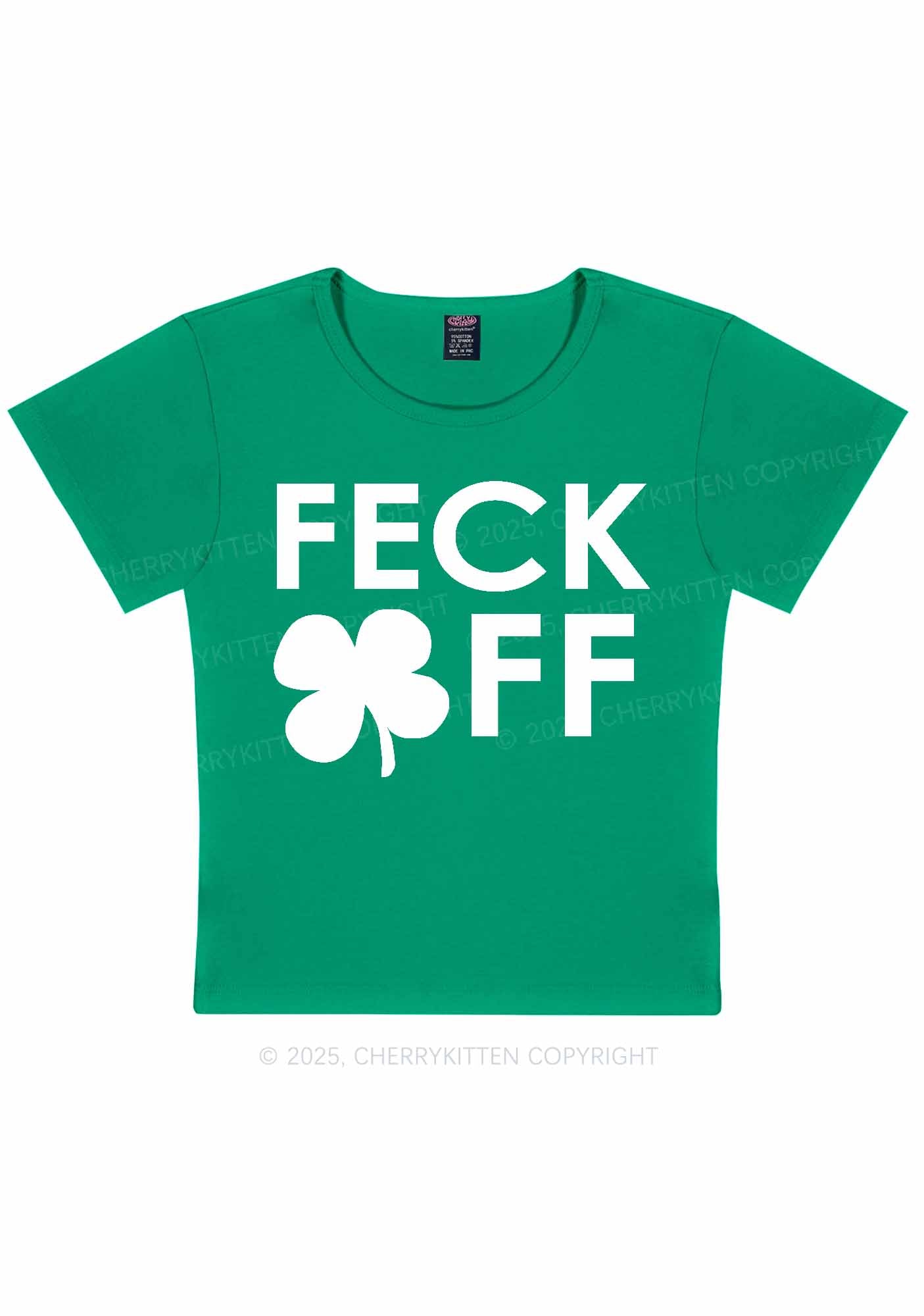 Feck Off St Patricks Y2K Baby Tee Cherrykitten