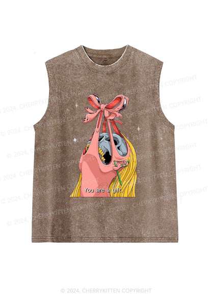 Halloween Skull Gift Y2K Washed Tank Cherrykitten