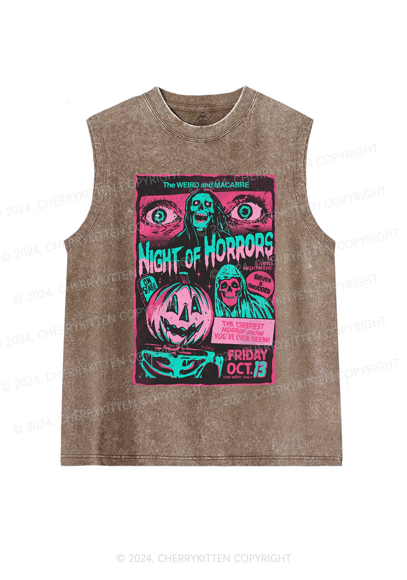 Halloween Nights Of Horrors Y2K Washed Tank Cherrykitten