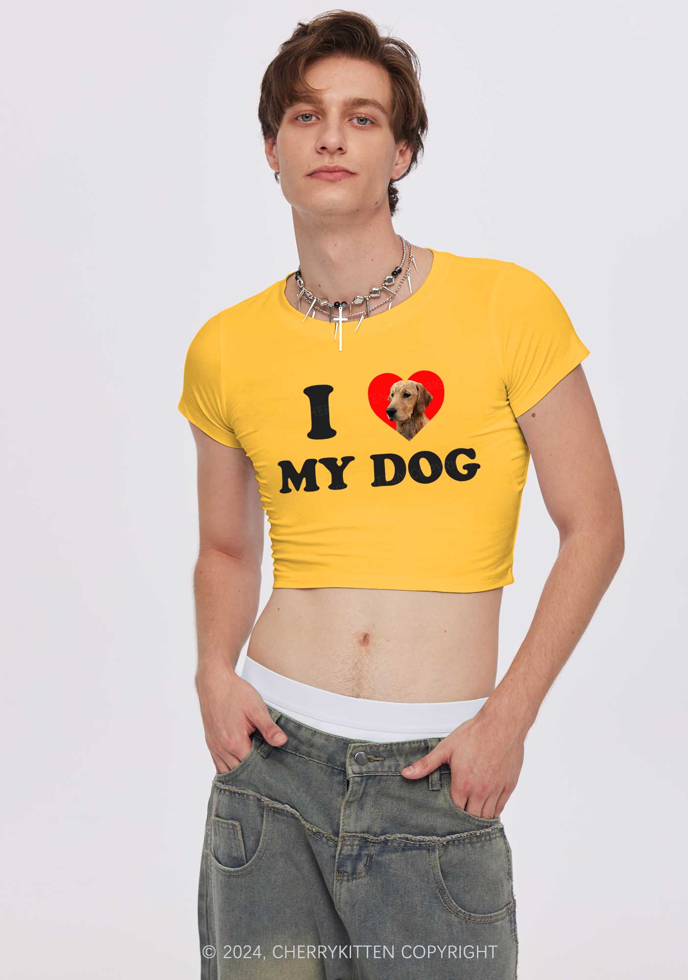 I Love My Dog Custom Photo Y2K Baby Tee Cherrykitten