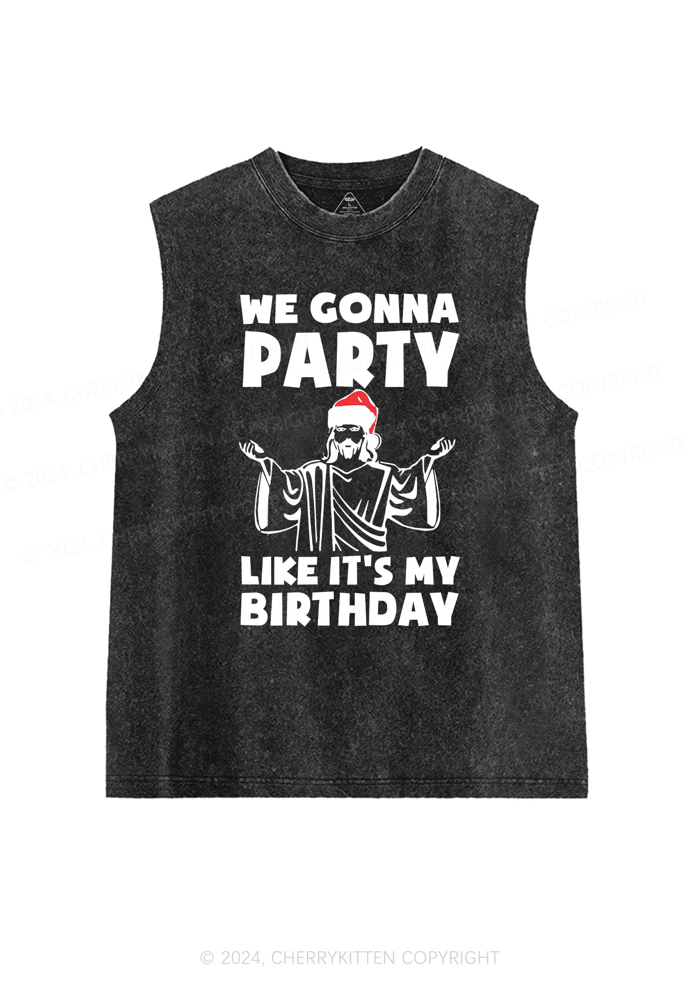 Christmas We Gonna Party Y2K Washed Tank Cherrykitten