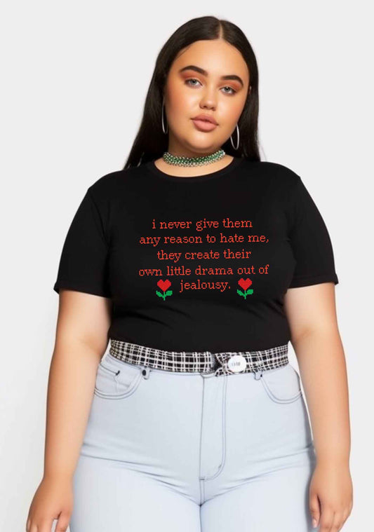 Curvy Drama Out Of Jealousy Y2K Baby Tee Cherrykitten