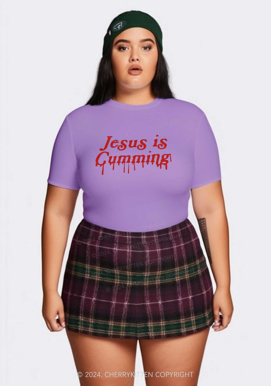 Curvy Jesus Is Cumming Y2K Baby Tee Cherrykitten