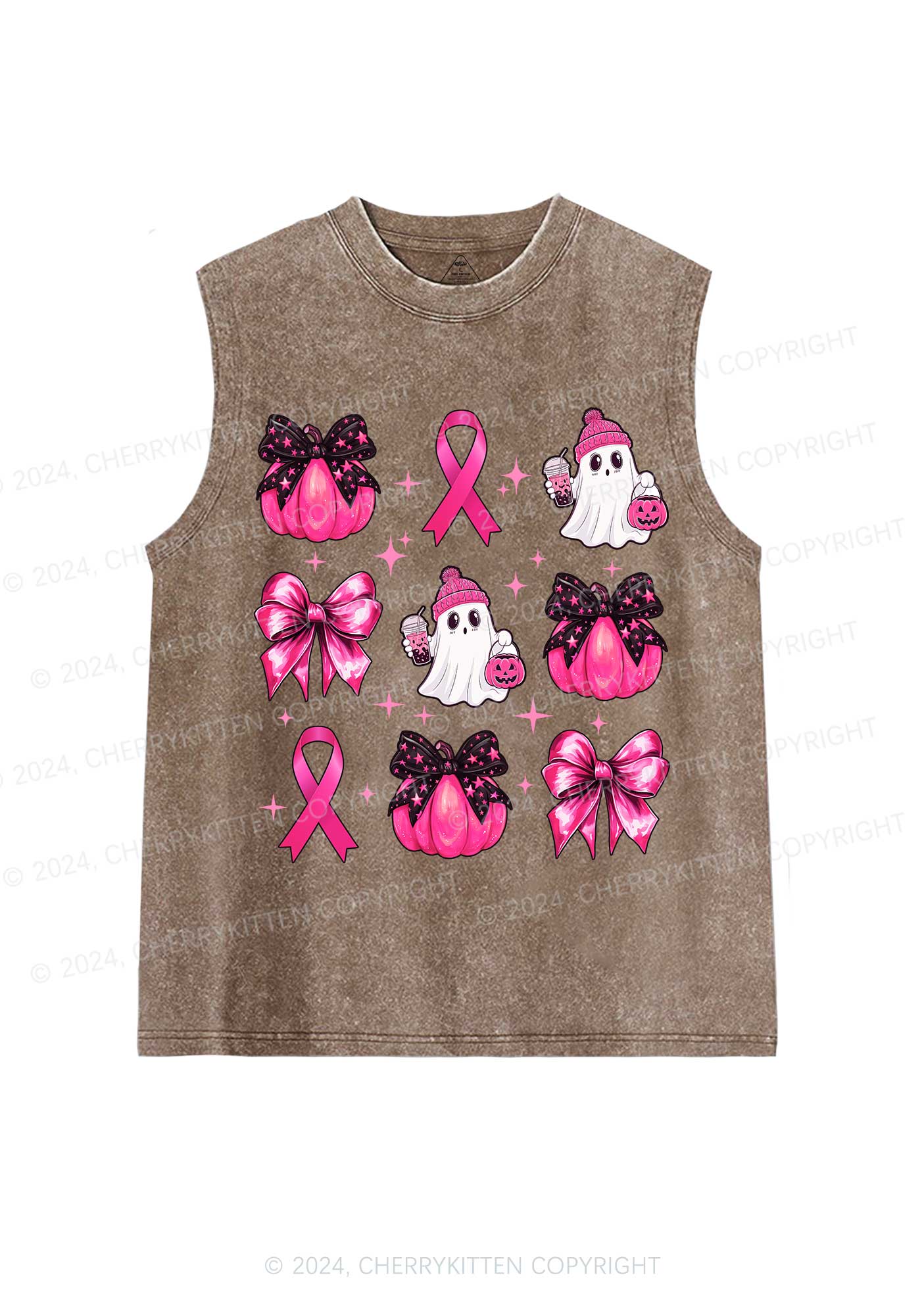 Halloween Pink Pumpkin Y2K Washed Tank Cherrykitten