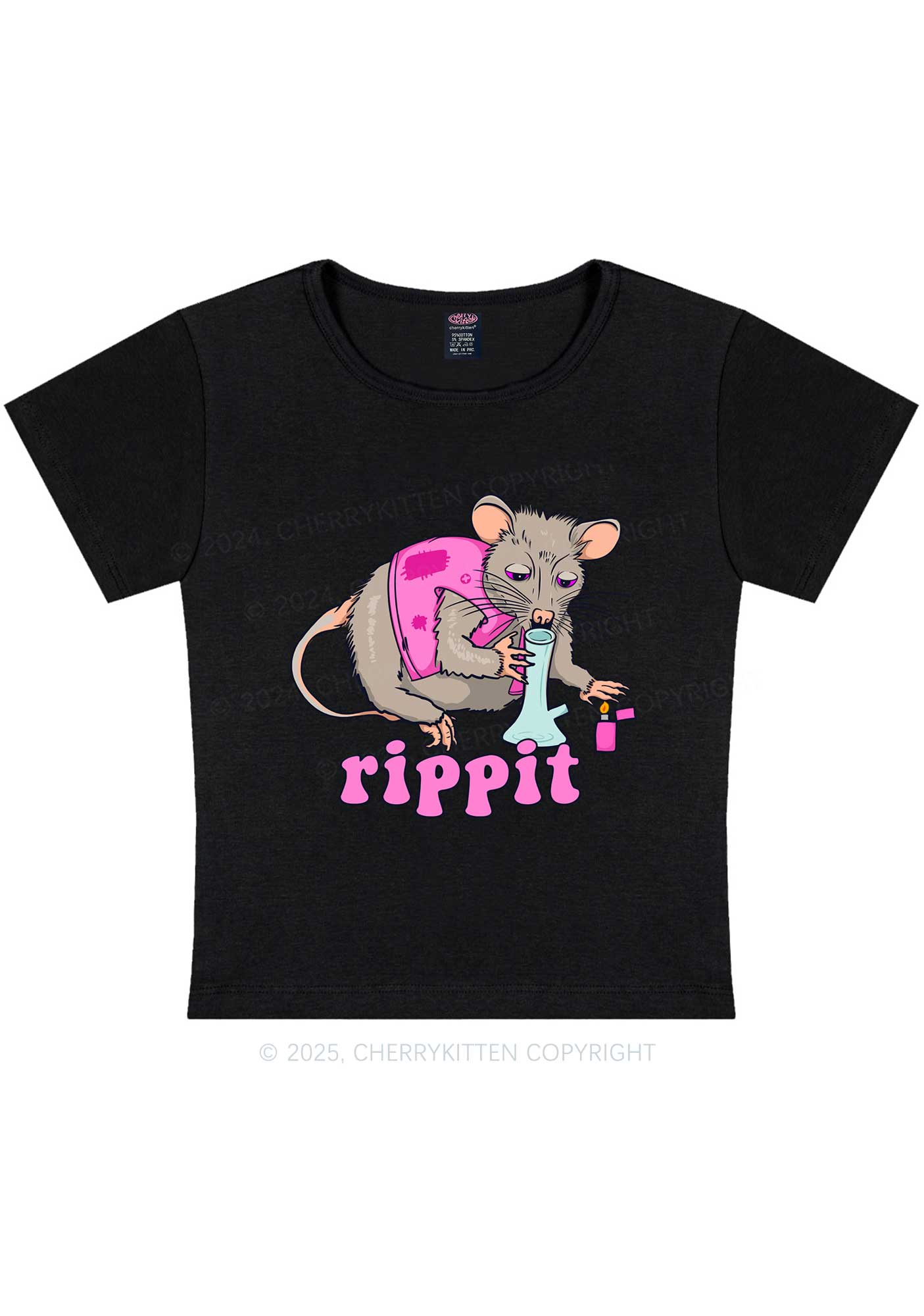 Rippit Rat Y2K Baby Tee Cherrykitten