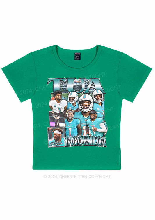 Green Tua Y2K Super Bowl Baby Tee Cherrykitten