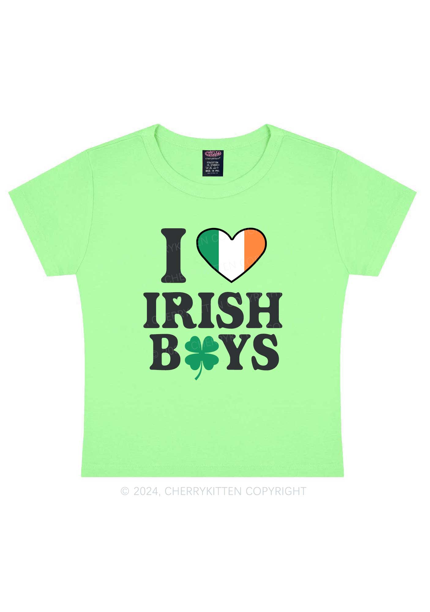 Irish Boy Shamrock St Patricks Y2K Baby Tee Cherrykitten