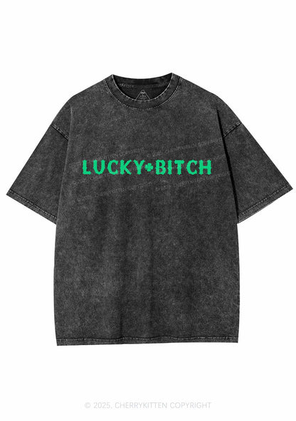 Lucky Bxxch St Patricks Y2K Washed Tee Cherrykitten