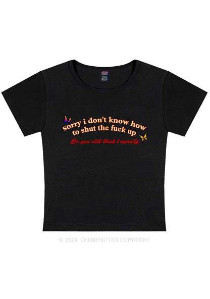 Curvy How To Shut Up Y2K Baby Tee Cherrykitten