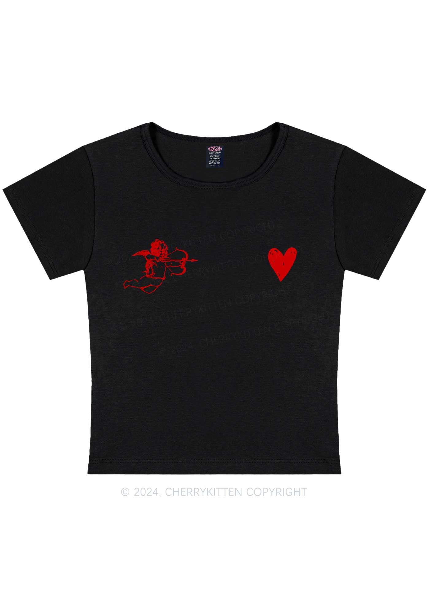 Cupid Red Heart Y2K Valentine's Day Baby Tee Cherrykitten