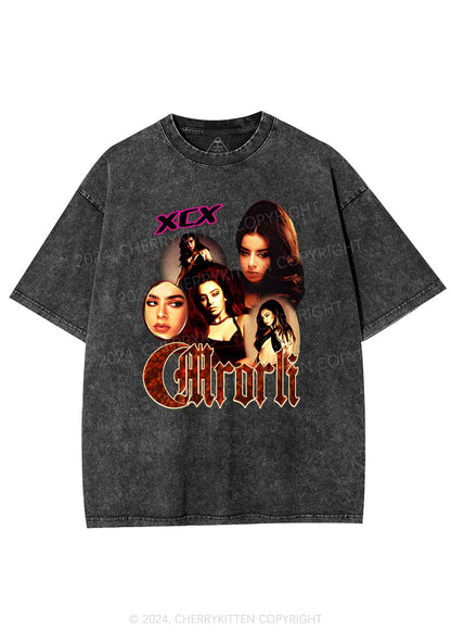 Custom Vintage Portrait Y2K Washed Tee Cherrykitten