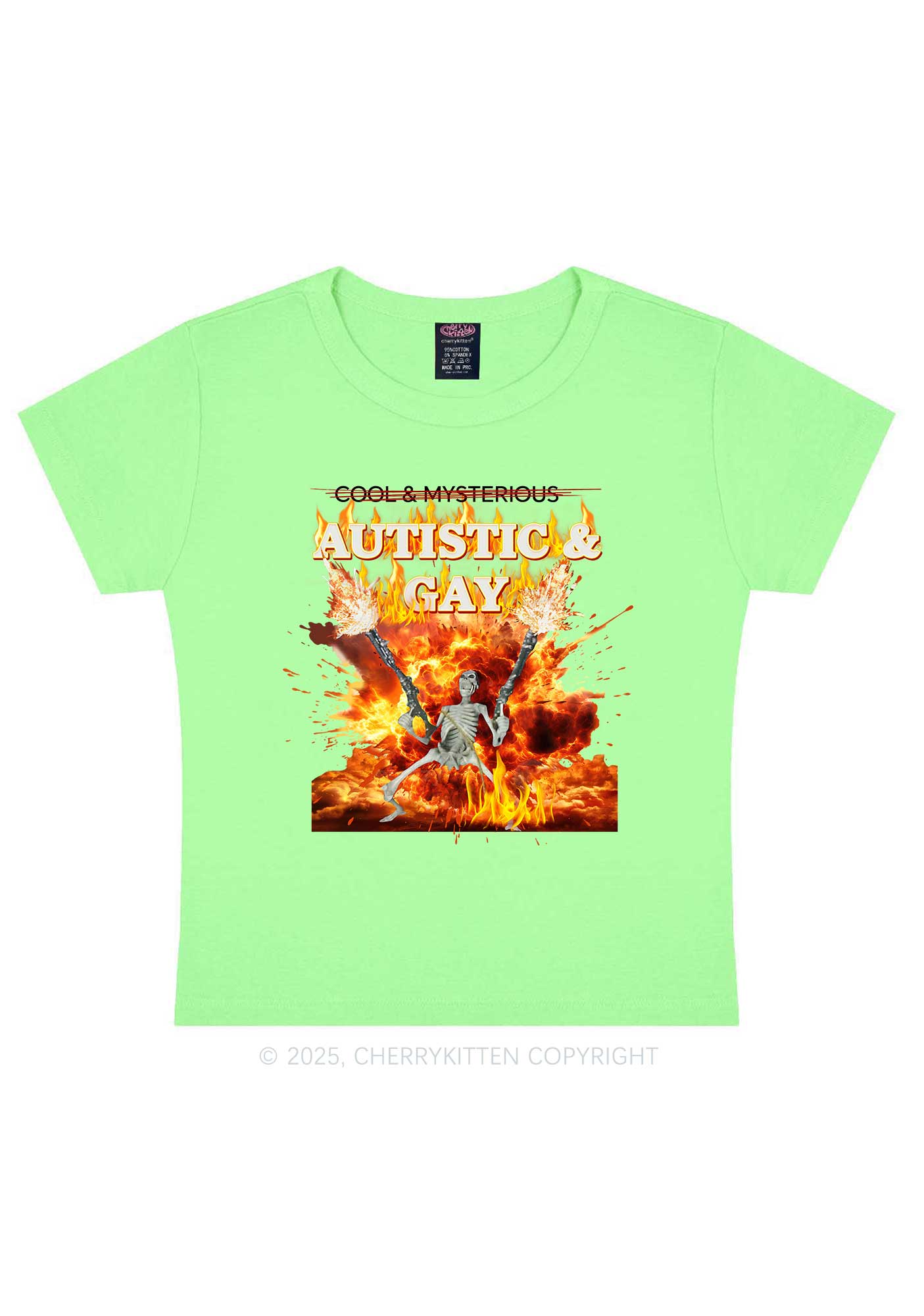 Autistic Gay Skeleton Y2K Baby Tee Cherrykitten