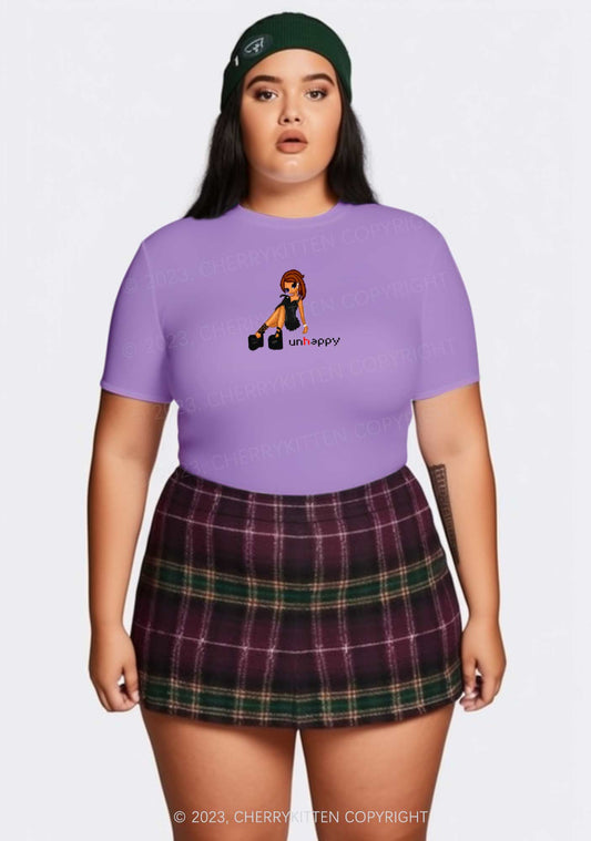 Curvy Unhappy Punk Girl Y2K Baby Tee Cherrykitten