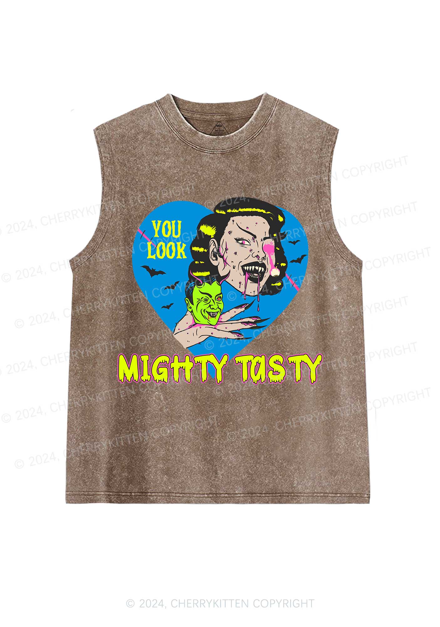 Halloween You Look Tasty Y2K Washed Tank Cherrykitten