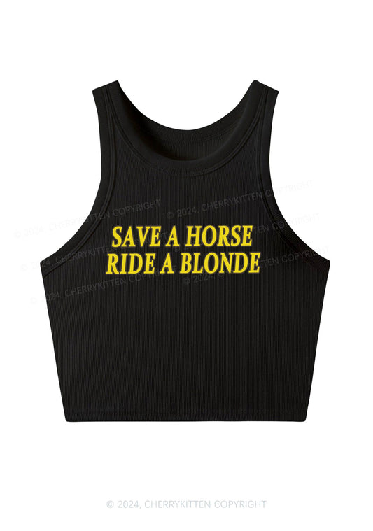 Save Horse Ride Blonde Y2K Crop Tank Top Cherrykitten